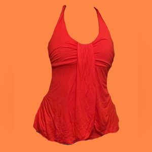 Y2K summer top orange knotted layered